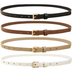 4 Pack Women Skinny Belts for Jeans Dress Thin Waist Belt  0.55" Width